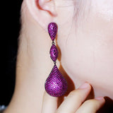 Hot Pink CZ Disco Ball Dangle Earrings for Women