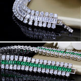 Pera CZ Women Charm Bracelet Green and Cubic Zirconia Silver Bangle