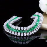 Pera CZ Women Charm Bracelet Green and Cubic Zirconia Silver Bangle