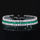 Pera CZ Women Charm Bracelet Green and Cubic Zirconia Silver Bangle