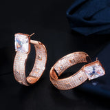 Pera CZ Zircon Loop Earrings 585 Rose Dangling Large Round Circle Hoop Earrings