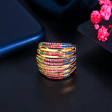 Pera Rainbow CZ Zircon Yellow Wedding Rings R160