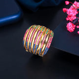 Pera Rainbow CZ Zircon Yellow Wedding Rings R160