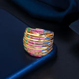 Pera Rainbow CZ Zircon Yellow Wedding Rings R160