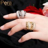Pera CZ Zircon Silver Multilayer Resizable Wedding Rings for Women
