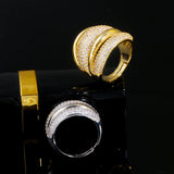 Pera CZ Zircon Silver Multilayer Resizable Wedding Rings for Women