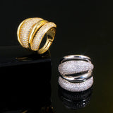 Pera CZ Zircon Silver Multilayer Resizable Wedding Rings for Women