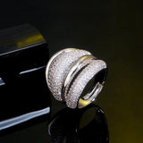 Pera CZ Zircon Silver Multilayer Resizable Wedding Rings for Women