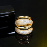 Pera CZ Zircon Silver Multilayer Resizable Wedding Rings for Women