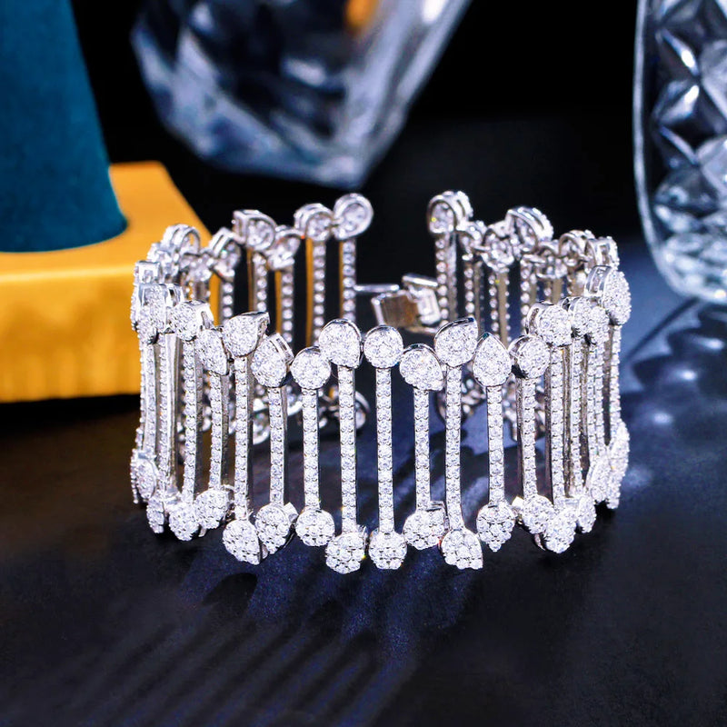 Pera CZ Link Chain Big Bracelet Bangle Wedding Jewelry