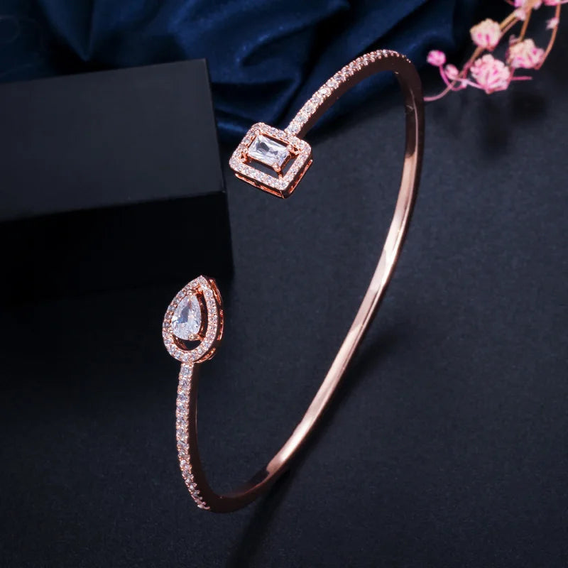 Pera Mirco Pave Open Cuff Cubic Zirconia Bangle for Women Z037