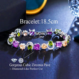 Pera Colorful CZ Crystal Tennis Chain Link Charm Bracelet