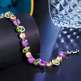 Pera Colorful CZ Crystal Tennis Chain Link Charm Bracelet