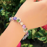 Pera Colorful CZ Crystal Tennis Chain Link Charm Bracelet