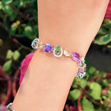 Pera Colorful CZ Crystal Tennis Chain Link Charm Bracelet