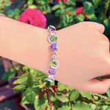 Pera Colorful CZ Crystal Tennis Chain Link Charm Bracelet