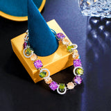 Pera Colorful CZ Crystal Tennis Chain Link Charm Bracelet