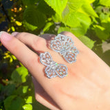 Pera Large Flower Leaf CZ Wedding Bands Adjustable Rings R056