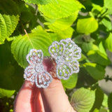 Pera Large Flower Leaf CZ Wedding Bands Adjustable Rings R056