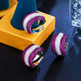 Pera Red CZ Big Adjustable Rings for Women Couple, Stackable Promise Jewelry