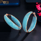 Pera Punk CZ Stone Pave Large Circle Round Hoop Earrings