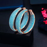 Pera Punk CZ Stone Pave Large Circle Round Hoop Earrings