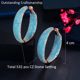 Pera Punk CZ Stone Pave Large Circle Round Hoop Earrings