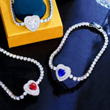 Pera Romantic Love Heart Cubic Zirconia Red Charm Bracelet