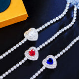 Pera Romantic Love Heart Cubic Zirconia Red Charm Bracelet