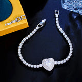 Pera Romantic Love Heart Cubic Zirconia Red Charm Bracelet