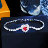 Pera Romantic Love Heart Cubic Zirconia Red Charm Bracelet