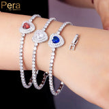 Pera Romantic Love Heart Cubic Zirconia Red Charm Bracelet