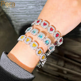Pera CZ Crystal Love Heart Link Bangles Bracelets for Women