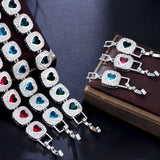Pera CZ Crystal Love Heart Link Bangles Bracelets for Women
