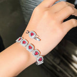 Pera CZ Crystal Love Heart Link Bangles Bracelets for Women