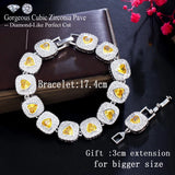 Pera CZ Crystal Love Heart Link Bangles Bracelets for Women