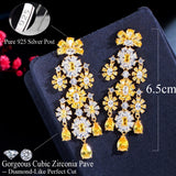 Yellow Druzy CZ Drop Earrings for Women