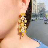 Yellow Druzy CZ Drop Earrings for Women