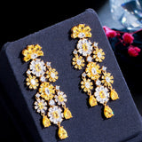Yellow Druzy CZ Drop Earrings for Women