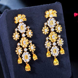 Yellow Druzy CZ Drop Earrings for Women