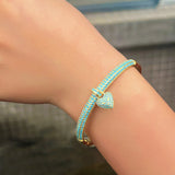 Pera Light Turquoise Stone Heart Charm Bangles Wedding Jewelry