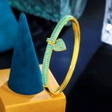 Pera Light Turquoise Stone Heart Charm Bangles Wedding Jewelry