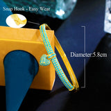 Pera Light Turquoise Stone Heart Charm Bangles Wedding Jewelry
