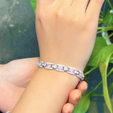 Sweet Pink Oval CZ Tennis Chain Bracelet for Women