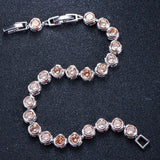Pera Multicolor CZ Round Link Chain Bracelet for Birthday Party