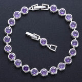 Pera Multicolor CZ Round Link Chain Bracelet for Birthday Party
