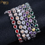 Pera Multicolor CZ Round Link Chain Bracelet for Birthday Party
