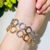 Pera Yellow Crystal Link Chain Bracelet CZ Paved Jewelry