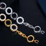Pera Yellow Crystal Link Chain Bracelet CZ Paved Jewelry