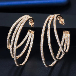 Pera Yellow Big Round Hoop Earrings CZ Zircon Jewelry E411